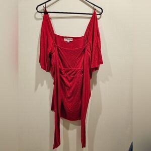 Vintage Red Off-Shoulder Top